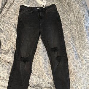 Black distressed high-rise skinny jeans size 31